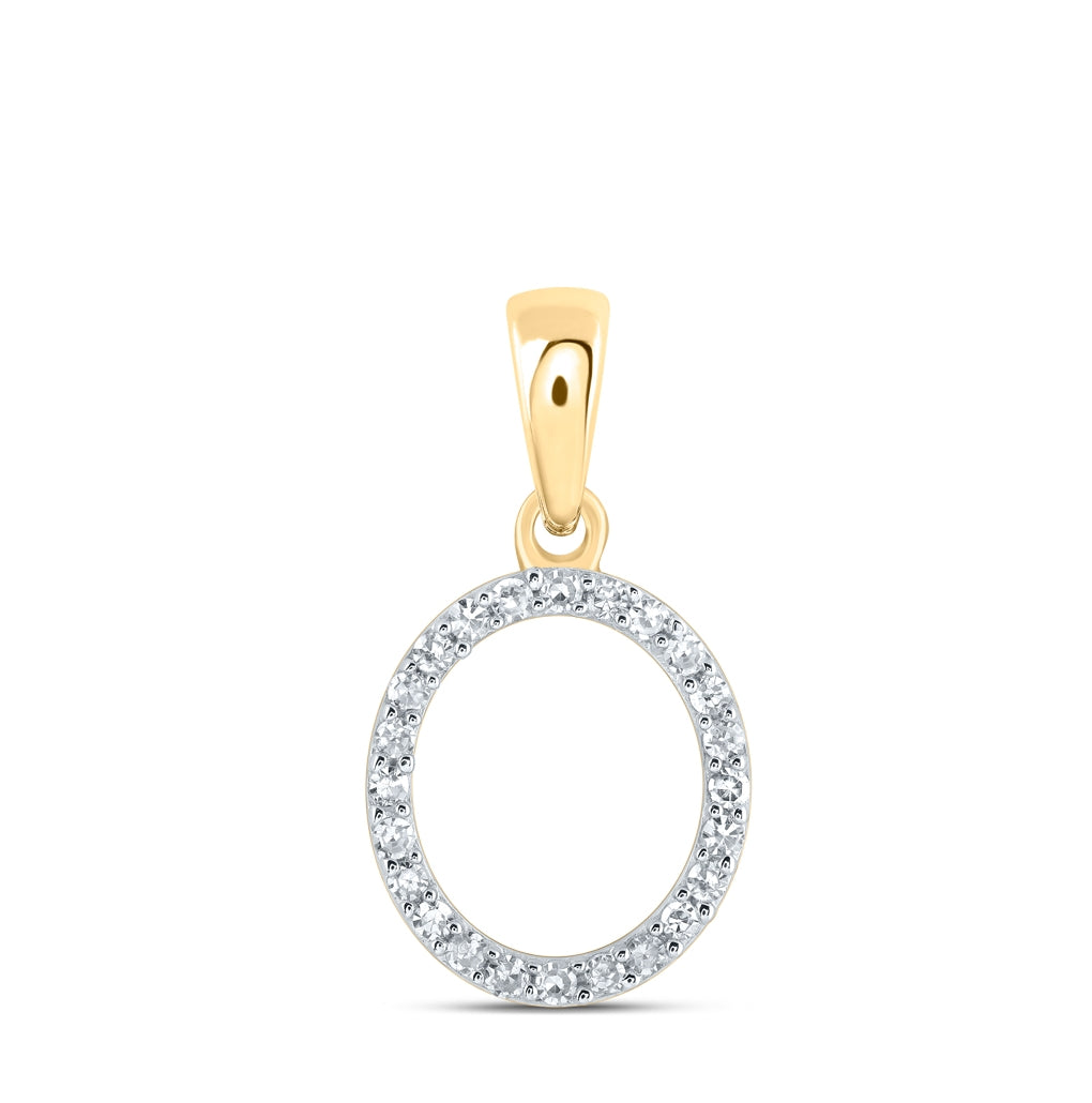 10K Yellow Or White Or Rose Gold Womens Round Diamond Initial Letter Pendant, Length: 0.63 In, Width: 0.42 In