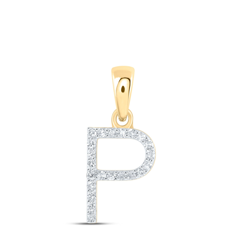10K Yellow Or White Or Rose Gold Womens Round Diamond Initial Letter Pendant, Length: 0.63 In, Width: 0.42 In