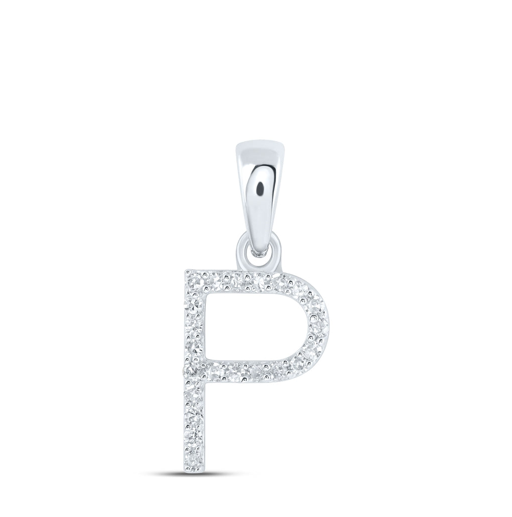 10K Yellow Or White Or Rose Gold Womens Round Diamond Initial Letter Pendant, Length: 0.63 In, Width: 0.42 In