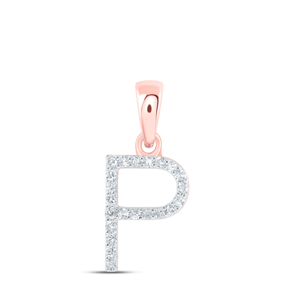 10K Yellow Or White Or Rose Gold Womens Round Diamond Initial Letter Pendant, Length: 0.63 In, Width: 0.42 In