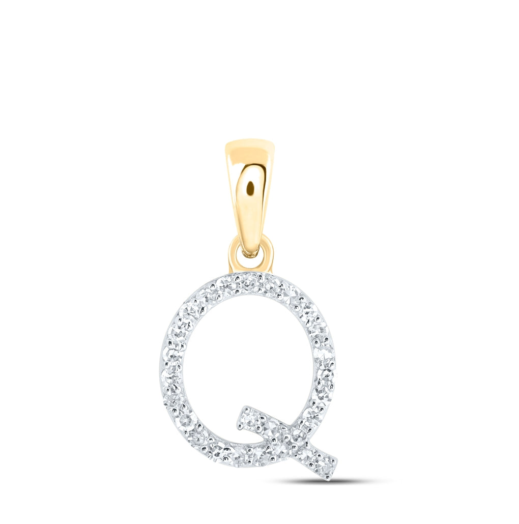 10K Yellow Or White Or Rose Gold Womens Round Diamond Initial Letter Pendant, Length: 0.63 In, Width: 0.42 In