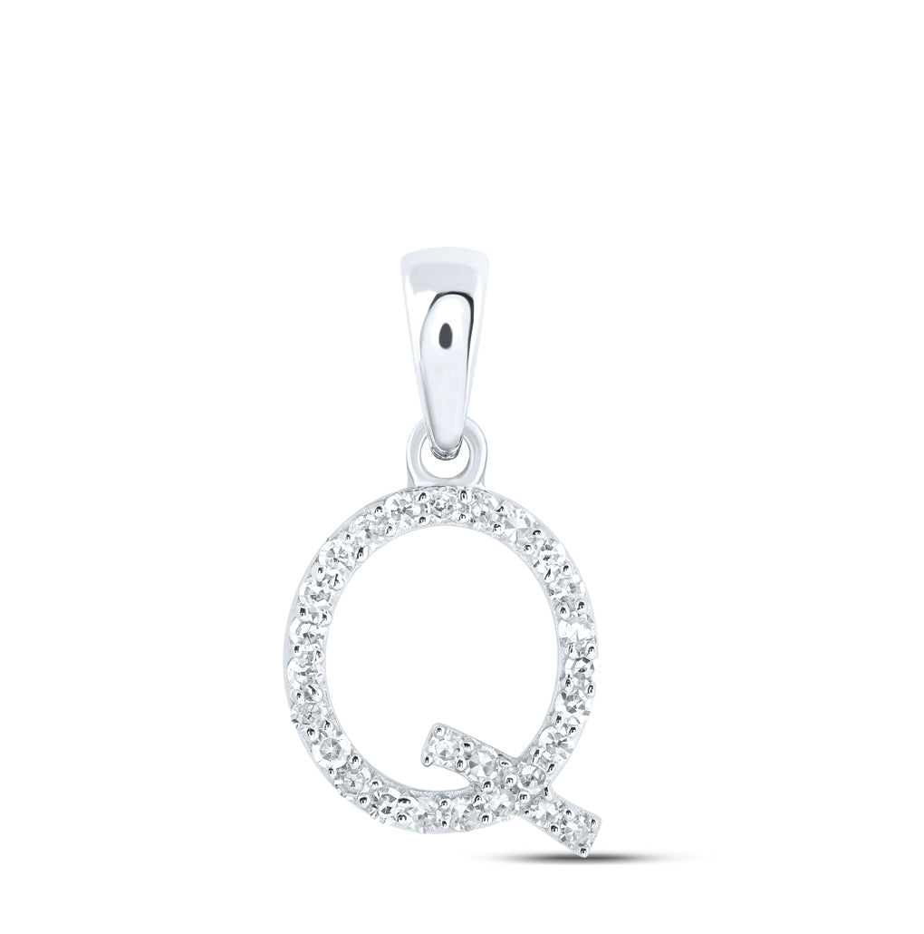 10K Yellow Or White Or Rose Gold Womens Round Diamond Initial Letter Pendant, Length: 0.63 In, Width: 0.42 In