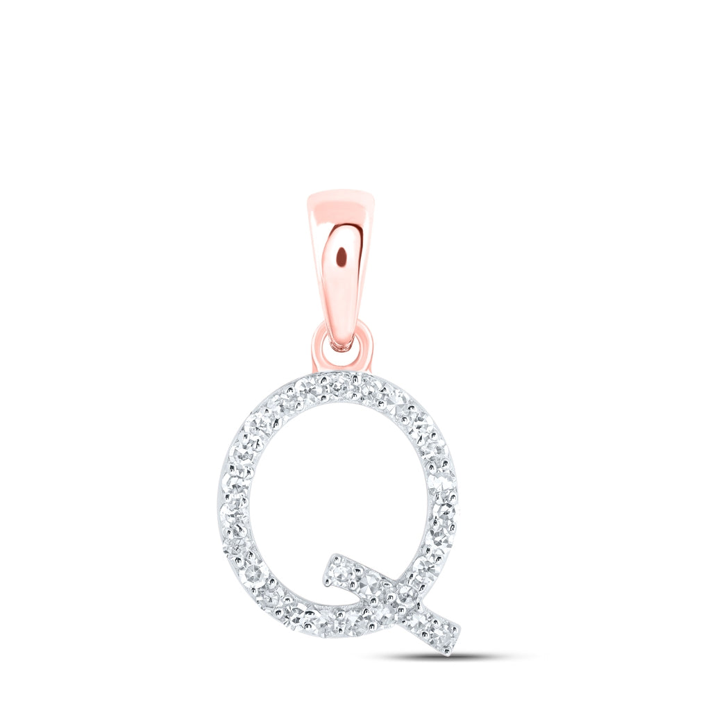 10K Yellow Or White Or Rose Gold Womens Round Diamond Initial Letter Pendant, Length: 0.63 In, Width: 0.42 In