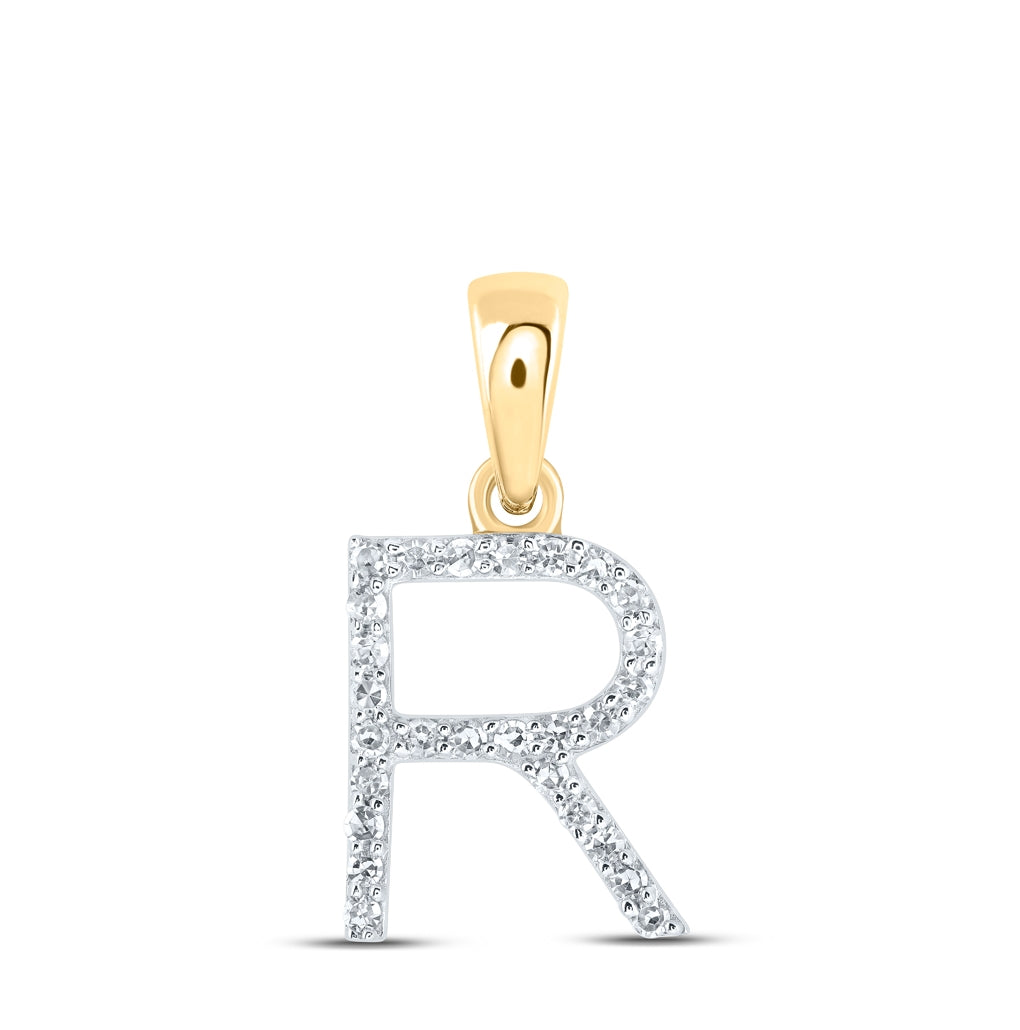 10K Yellow Or White Or Rose Gold Womens Round Diamond Initial Letter Pendant, Length: 0.63 In, Width: 0.42 In