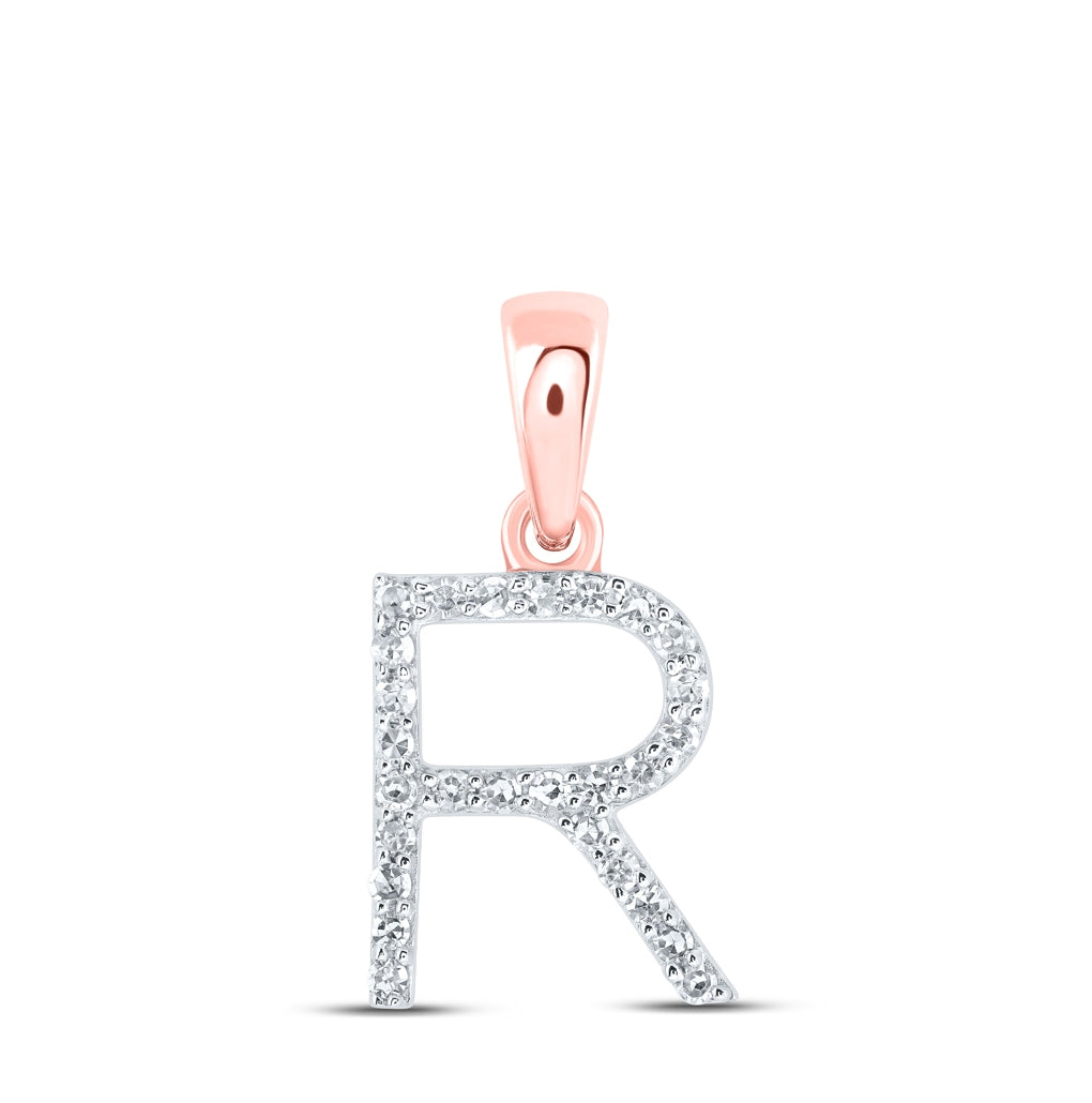10K Yellow Or White Or Rose Gold Womens Round Diamond Initial Letter Pendant, Length: 0.63 In, Width: 0.42 In