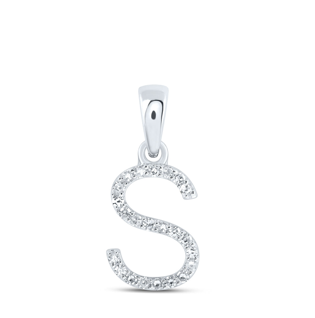 10K Yellow Or White Or Rose Gold Womens Round Diamond Initial Letter Pendant, Length: 0.63 In, Width: 0.42 In
