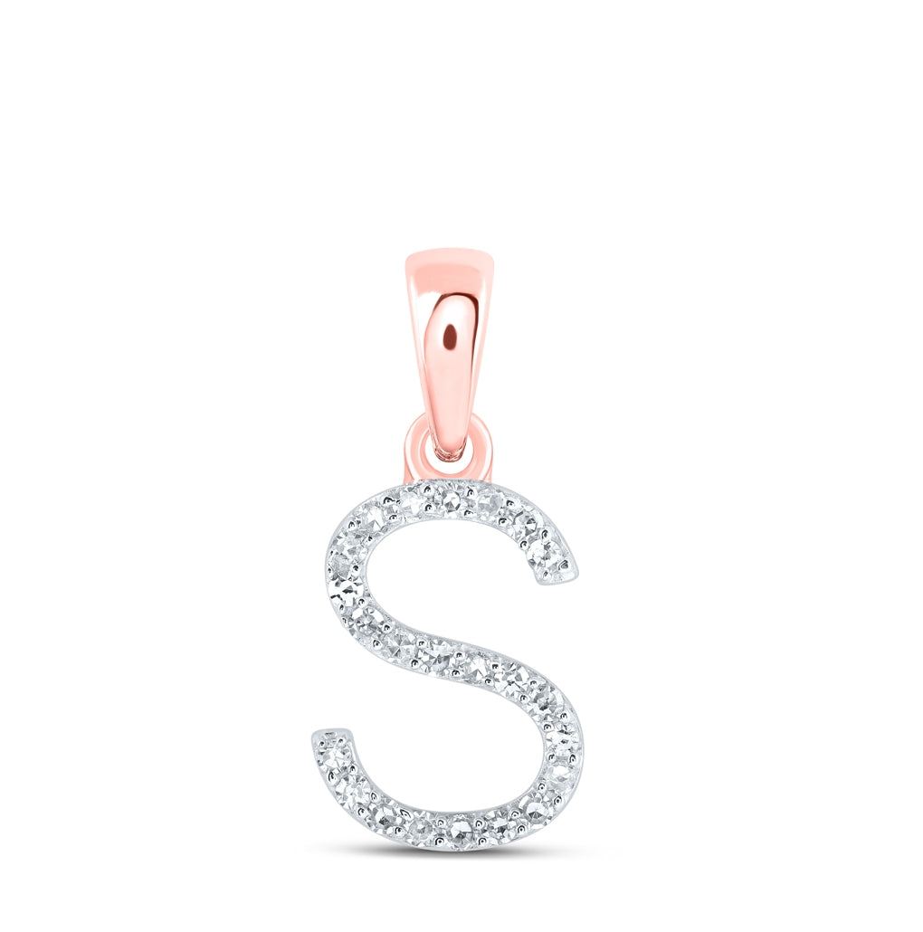 10K Yellow Or White Or Rose Gold Womens Round Diamond Initial Letter Pendant, Length: 0.63 In, Width: 0.42 In