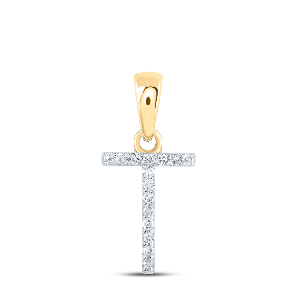 10K Yellow Or White Or Rose Gold Womens Round Diamond Initial Letter Pendant, Length: 0.63 In, Width: 0.42 In