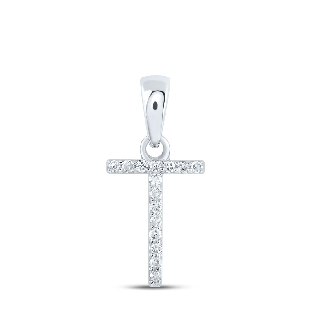 10K Yellow Or White Or Rose Gold Womens Round Diamond Initial Letter Pendant, Length: 0.63 In, Width: 0.42 In