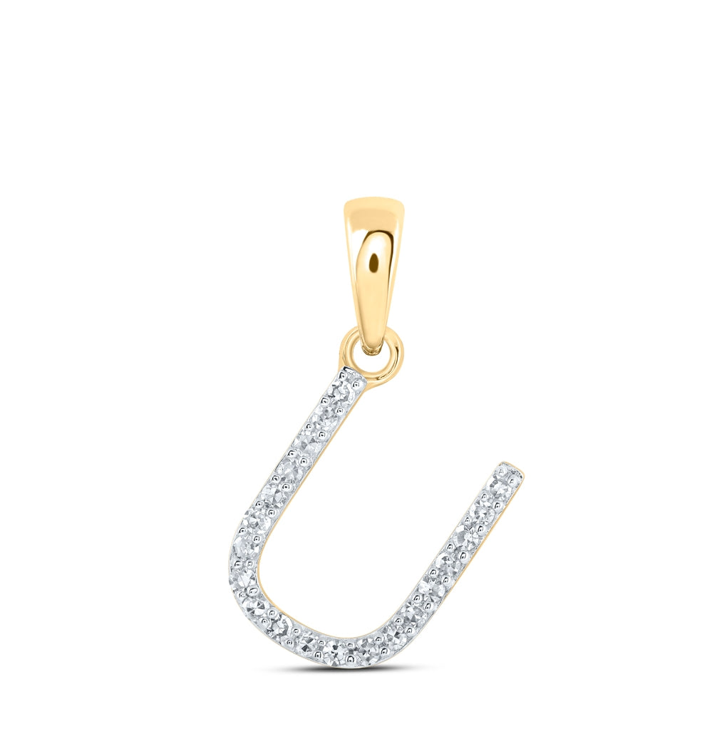 10K Yellow Or White Or Rose Gold Womens Round Diamond Initial Letter Pendant, Length: 0.63 In, Width: 0.42 In