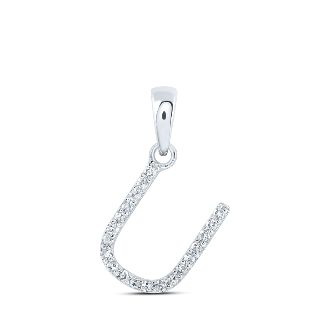 10K Yellow Or White Or Rose Gold Womens Round Diamond Initial Letter Pendant, Length: 0.63 In, Width: 0.42 In