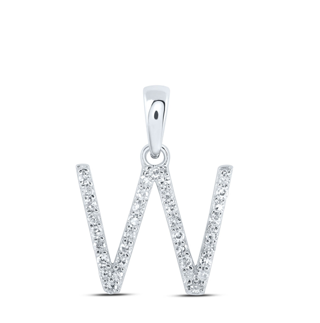 10K Yellow Or White Or Rose Gold Womens Round Diamond Initial Letter Pendant, Length: 0.63 In, Width: 0.42 In