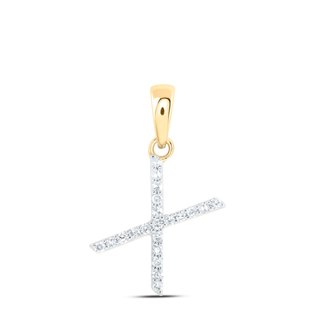 10K Yellow Or White Or Rose Gold Womens Round Diamond Initial Letter Pendant, Length: 0.63 In, Width: 0.42 In