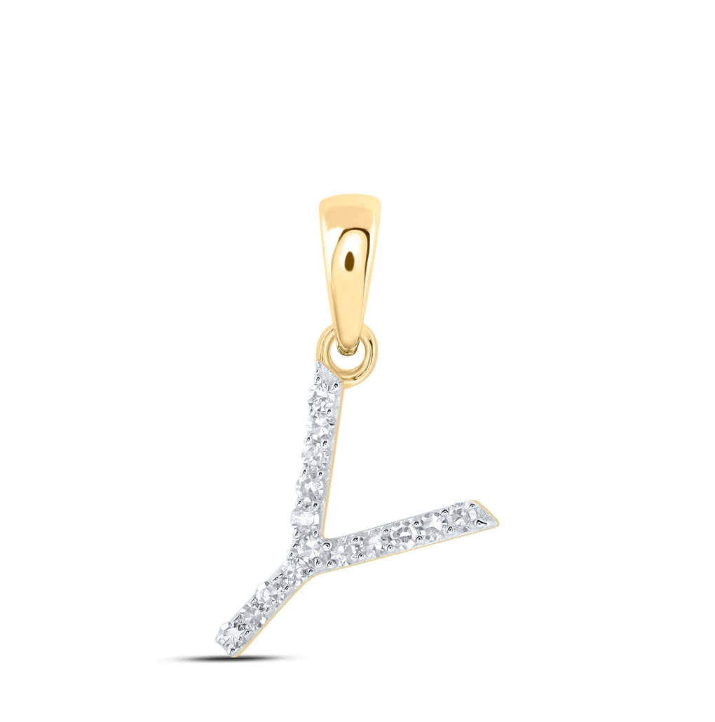 10K Yellow Or White Or Rose Gold Womens Round Diamond Initial Letter Pendant, Length: 0.63 In, Width: 0.42 In