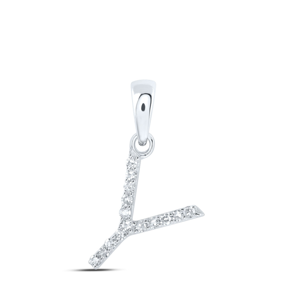 10K Yellow Or White Or Rose Gold Womens Round Diamond Initial Letter Pendant, Length: 0.63 In, Width: 0.42 In