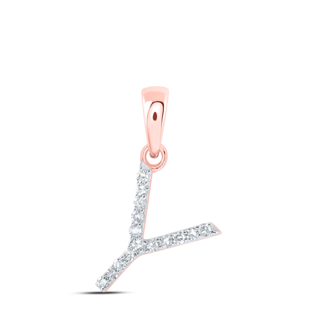 10K Yellow Or White Or Rose Gold Womens Round Diamond Initial Letter Pendant, Length: 0.63 In, Width: 0.42 In