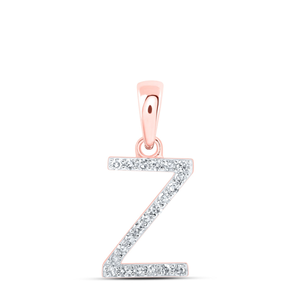 10K Yellow Or White Or Rose Gold Womens Round Diamond Initial Letter Pendant, Length: 0.63 In, Width: 0.42 In