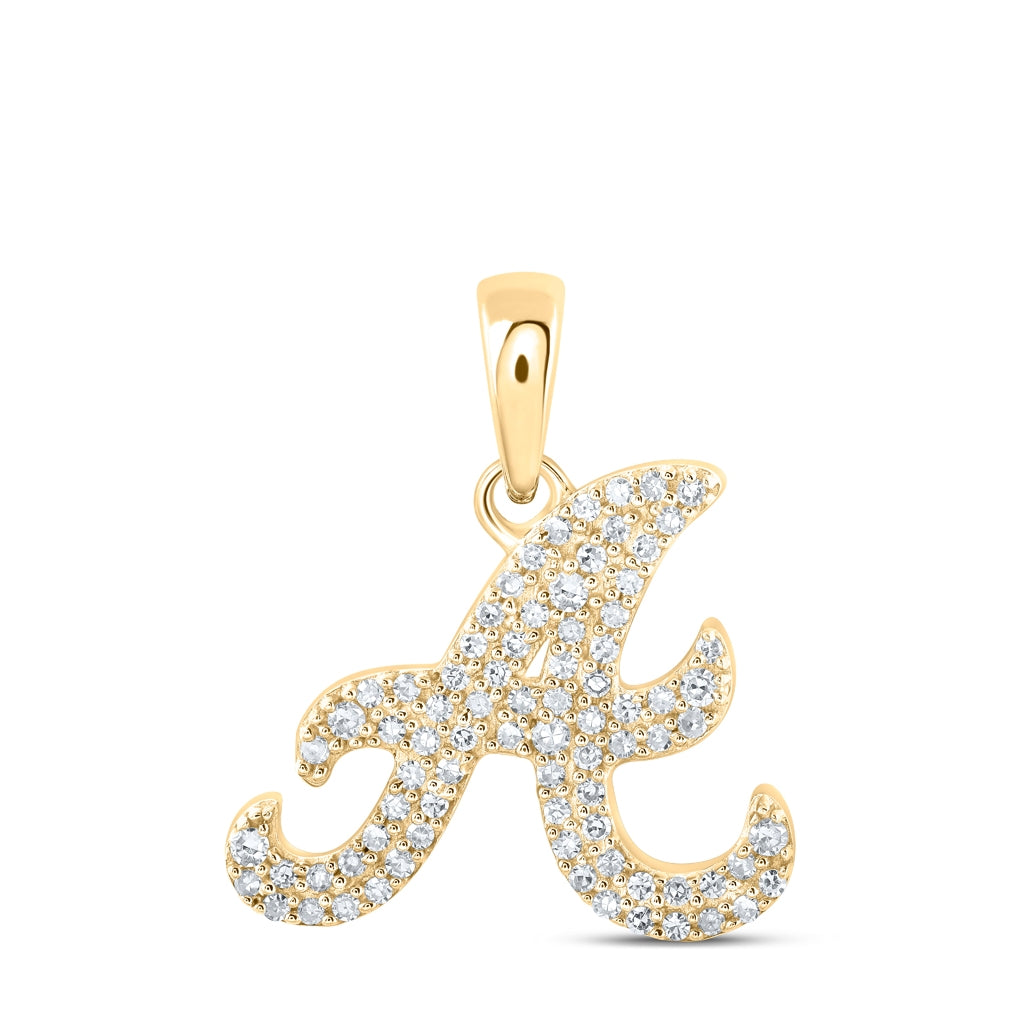 10K Yellow Or White Or Rose Gold Womens Round Diamond Initial Letter Pendant, Length: 0.66 In, Width: 0.55 In
