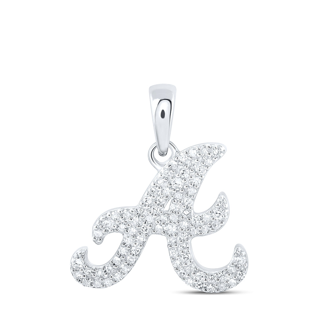 10K Yellow Or White Or Rose Gold Womens Round Diamond Initial Letter Pendant, Length: 0.66 In, Width: 0.55 In