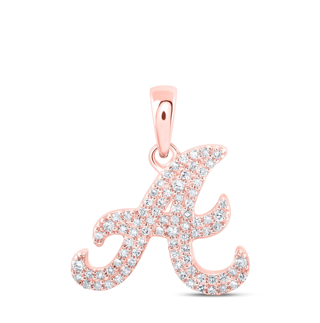 10K Yellow Or White Or Rose Gold Womens Round Diamond Initial Letter Pendant, Length: 0.66 In, Width: 0.55 In