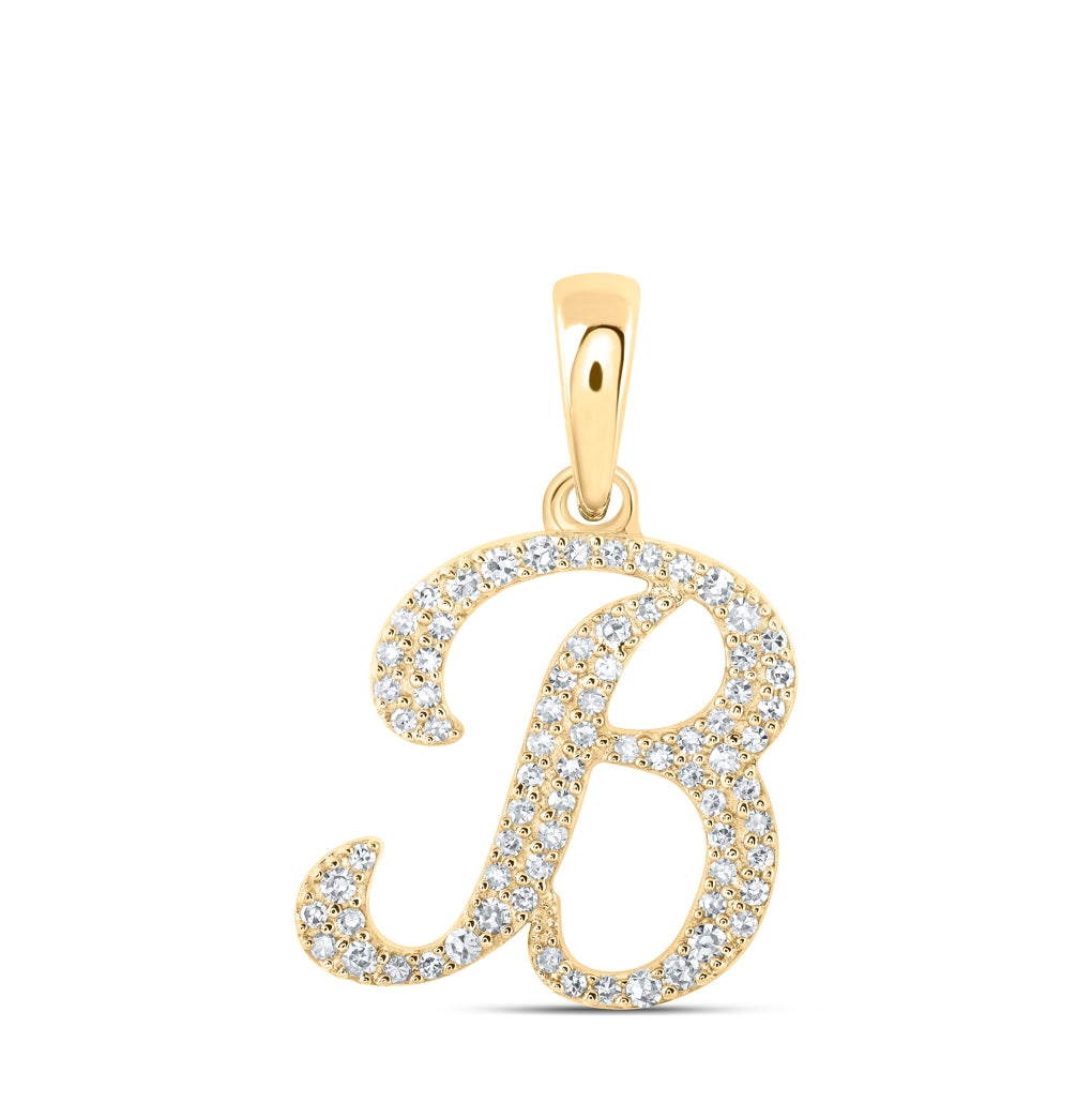 10K Yellow Or White Or Rose Gold Womens Round Diamond Initial Letter Pendant, Length: 0.66 In, Width: 0.55 In