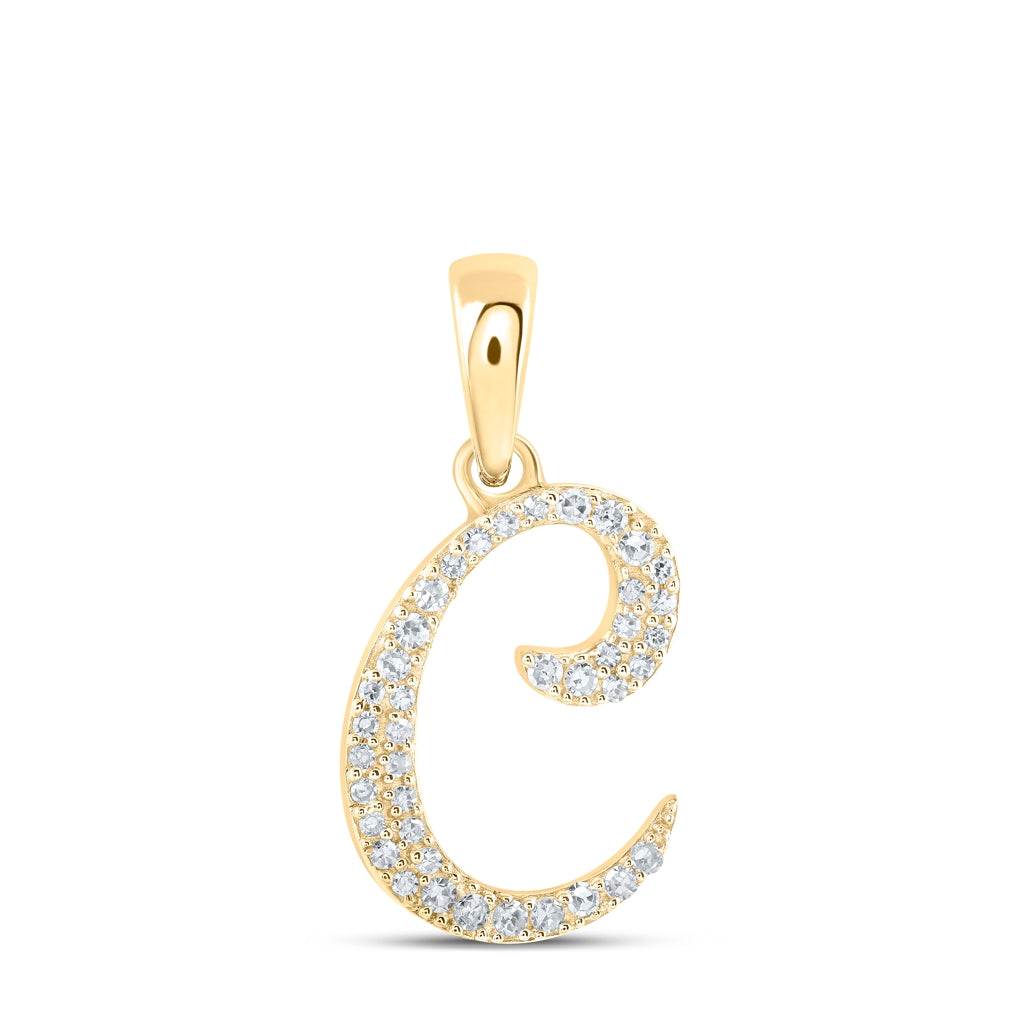 10K Yellow Or White Or Rose Gold Womens Round Diamond Initial Letter Pendant, Length: 0.66 In, Width: 0.55 In