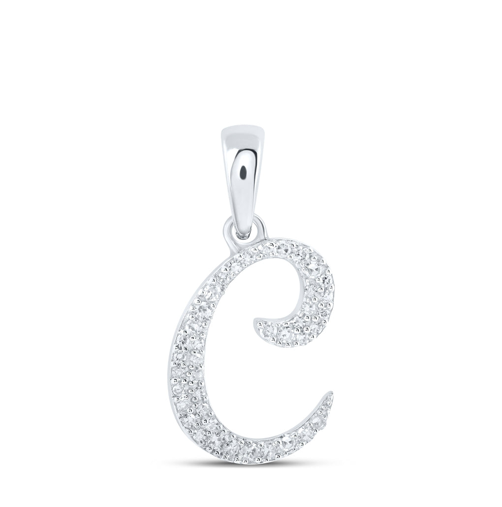 10K Yellow Or White Or Rose Gold Womens Round Diamond Initial Letter Pendant, Length: 0.66 In, Width: 0.55 In
