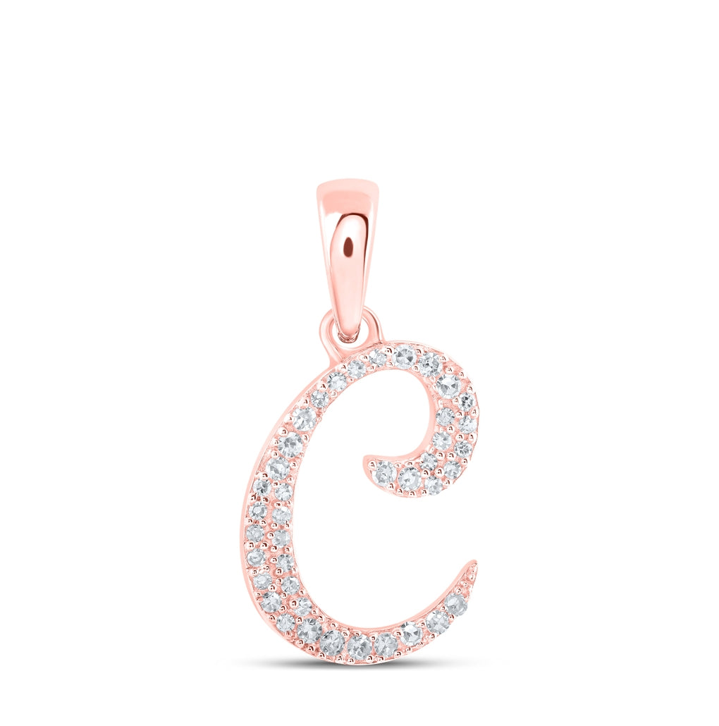 10K Yellow Or White Or Rose Gold Womens Round Diamond Initial Letter Pendant, Length: 0.66 In, Width: 0.55 In
