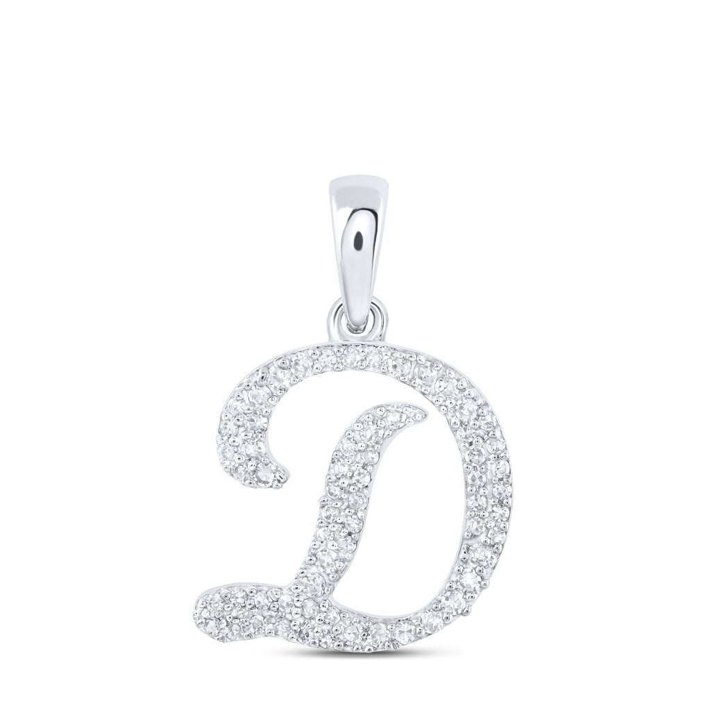 10K Yellow Or White Or Rose Gold Womens Round Diamond Initial Letter Pendant, Length: 0.66 In, Width: 0.55 In