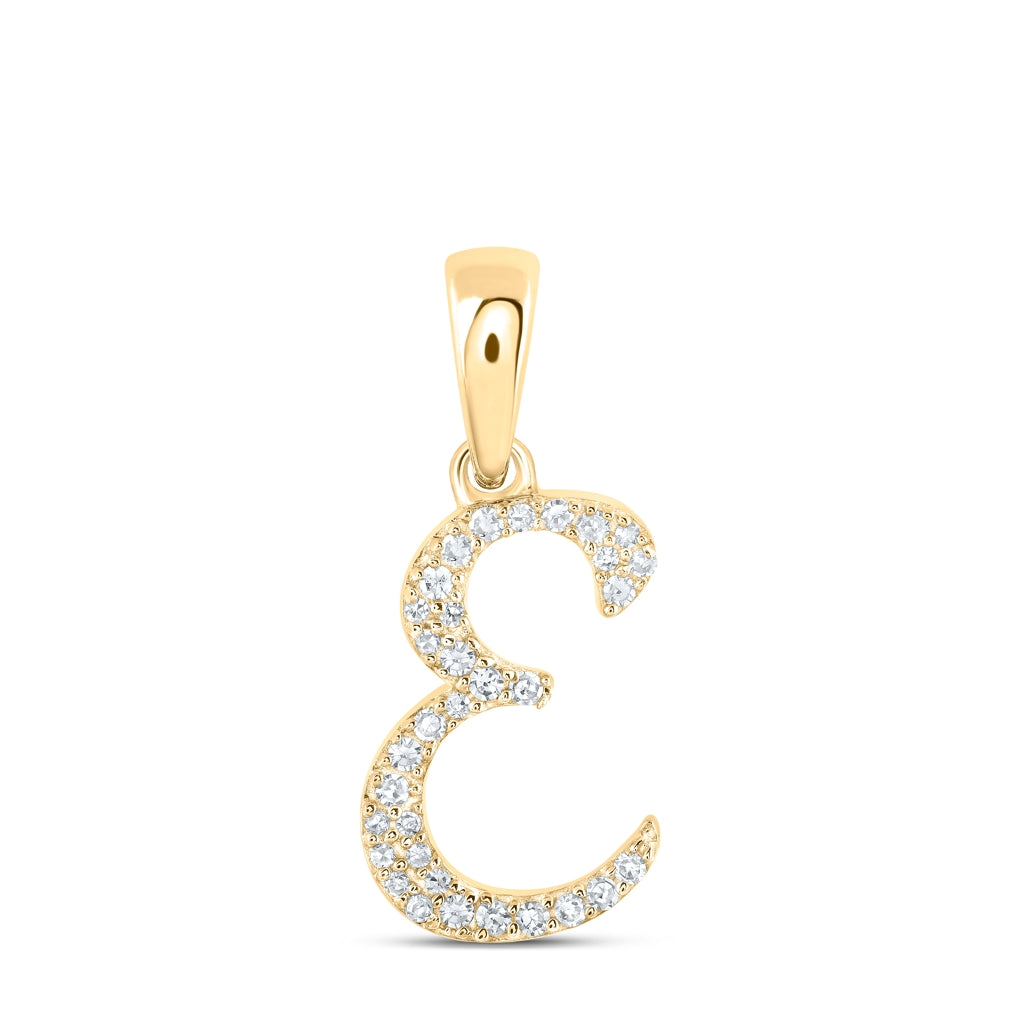 10K Yellow Or White Or Rose Gold Womens Round Diamond Initial Letter Pendant, Length: 0.66 In, Width: 0.55 In