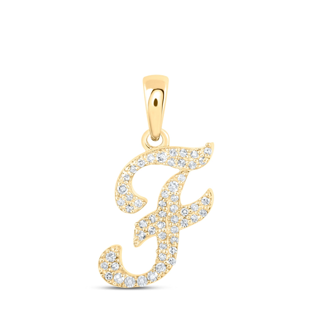 10K Yellow Or White Or Rose Gold Womens Round Diamond Initial Letter Pendant, Length: 0.66 In, Width: 0.55 In
