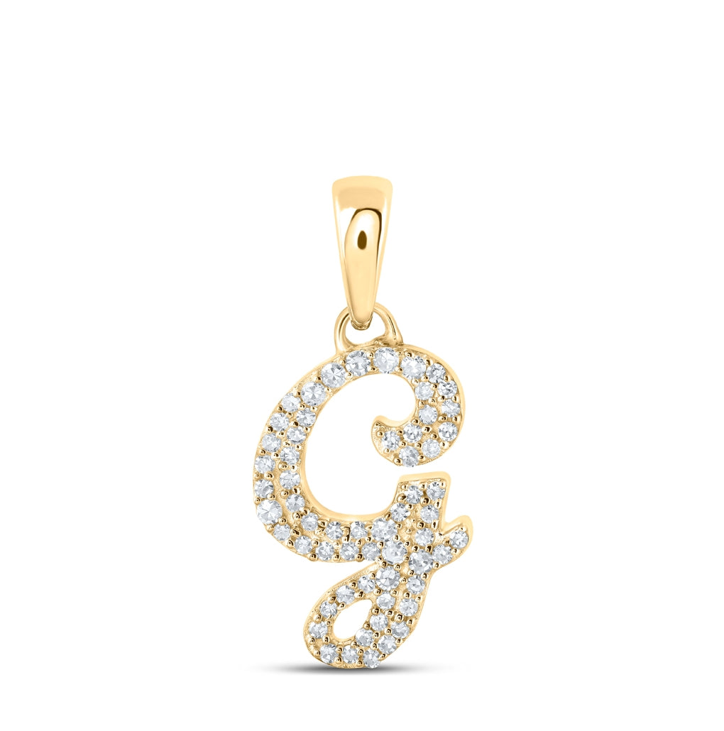 10K Yellow Or White Or Rose Gold Womens Round Diamond Initial Letter Pendant, Length: 0.66 In, Width: 0.55 In