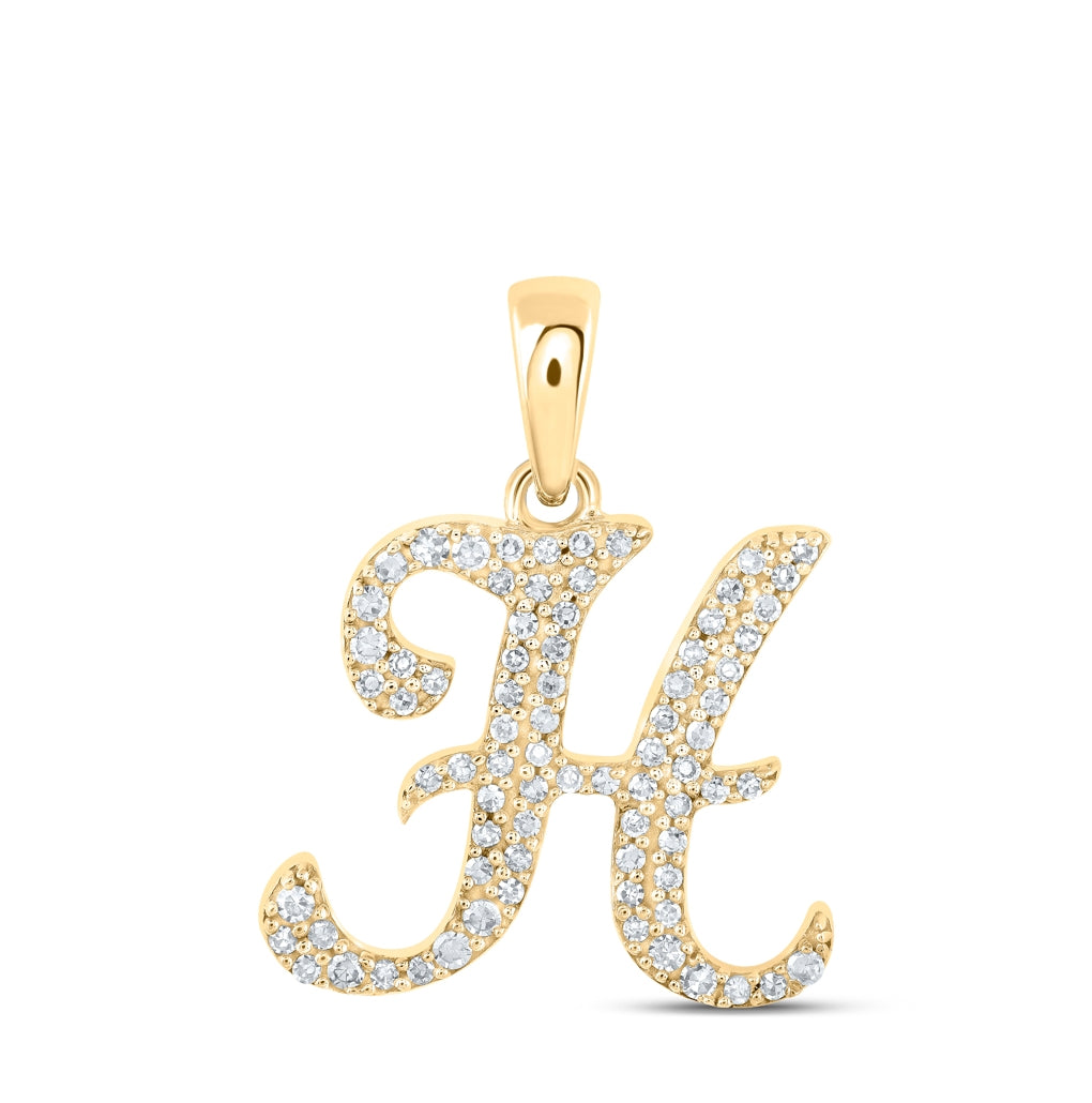 10K Yellow Or White Or Rose Gold Womens Round Diamond Initial Letter Pendant, Length: 0.66 In, Width: 0.55 In