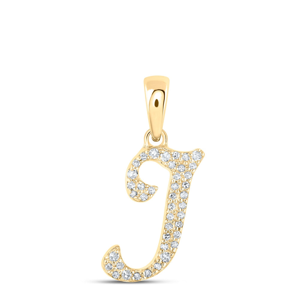 10K Yellow Or White Or Rose Gold Womens Round Diamond Initial Letter Pendant, Length: 0.66 In, Width: 0.55 In