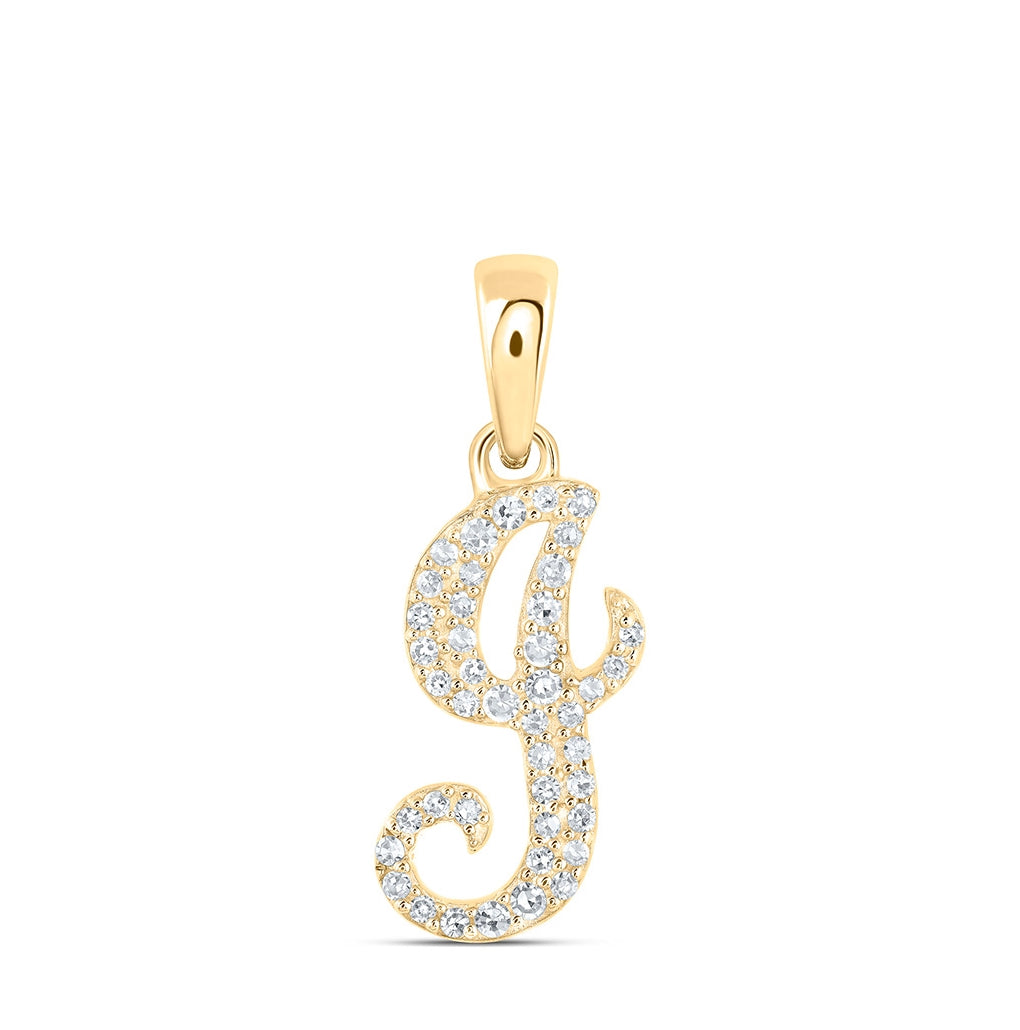 10K Yellow Or White Or Rose Gold Womens Round Diamond Initial Letter Pendant, Length: 0.66 In, Width: 0.55 In