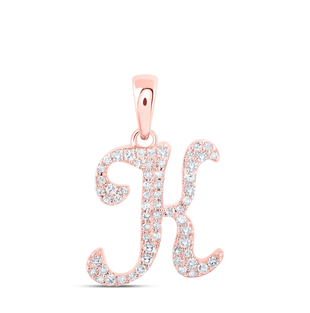 10K Yellow Or White Or Rose Gold Womens Round Diamond Initial Letter Pendant, Length: 0.66 In, Width: 0.55 In