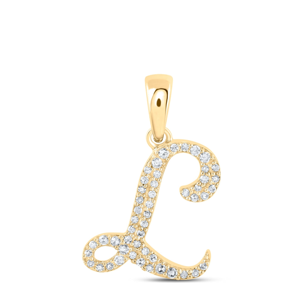 10K Yellow Or White Or Rose Gold Womens Round Diamond Initial Letter Pendant, Length: 0.66 In, Width: 0.55 In