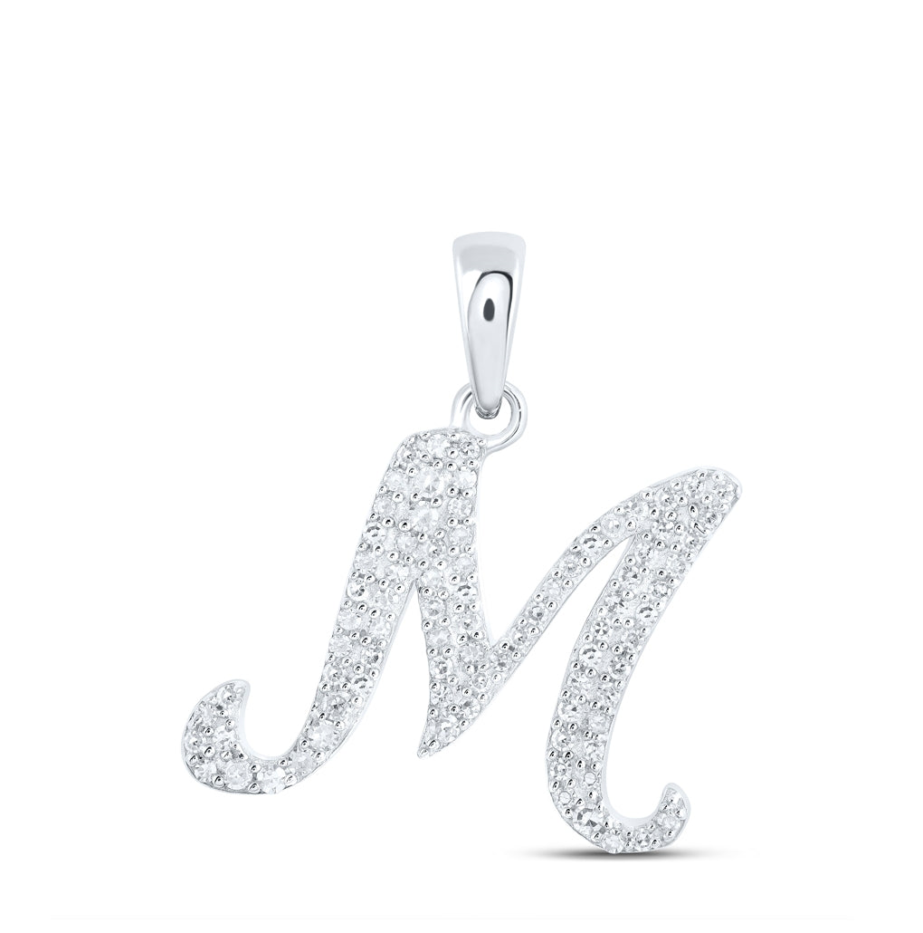 10K Yellow Or White Or Rose Gold Womens Round Diamond Initial Letter Pendant, Length: 0.66 In, Width: 0.55 In