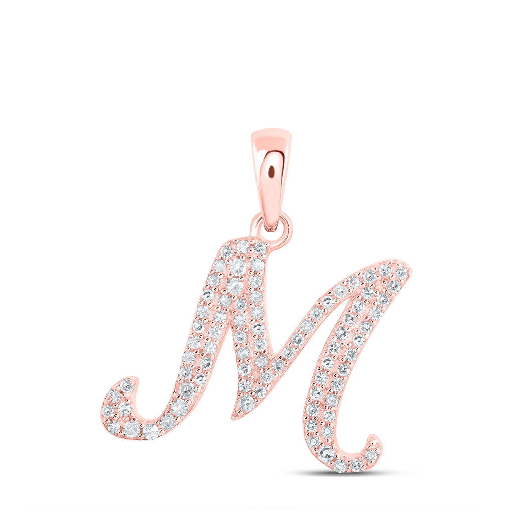 10K Yellow Or White Or Rose Gold Womens Round Diamond Initial Letter Pendant, Length: 0.66 In, Width: 0.55 In