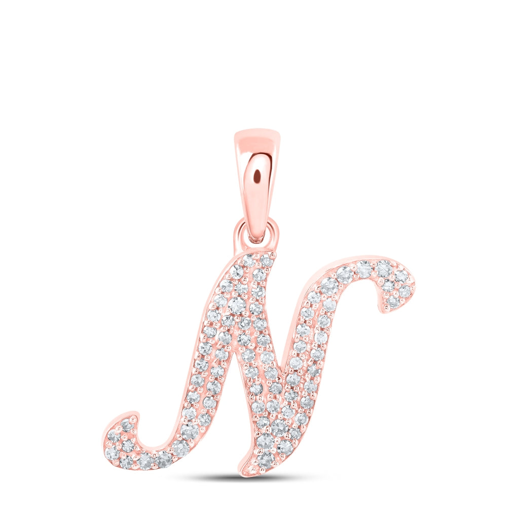 10K Yellow Or White Or Rose Gold Womens Round Diamond Initial Letter Pendant, Length: 0.66 In, Width: 0.55 In