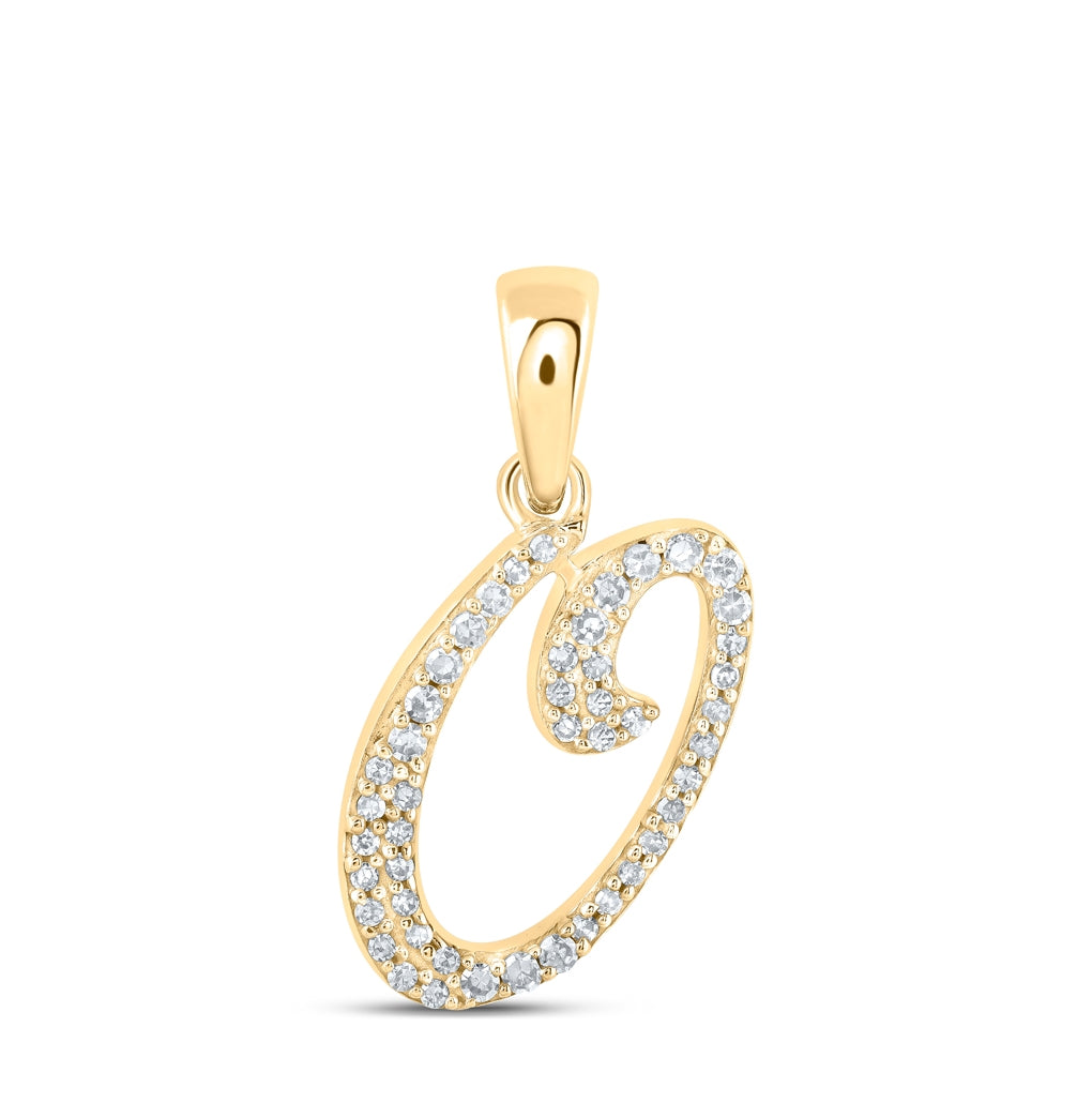 10K Yellow Or White Or Rose Gold Womens Round Diamond Initial Letter Pendant, Length: 0.66 In, Width: 0.55 In