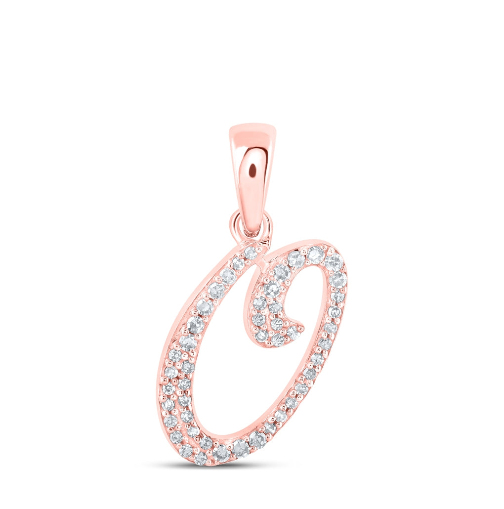 10K Yellow Or White Or Rose Gold Womens Round Diamond Initial Letter Pendant, Length: 0.66 In, Width: 0.55 In