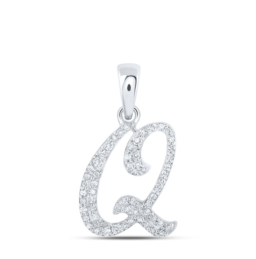 10K Yellow Or White Or Rose Gold Womens Round Diamond Initial Letter Pendant, Length: 0.66 In, Width: 0.55 In
