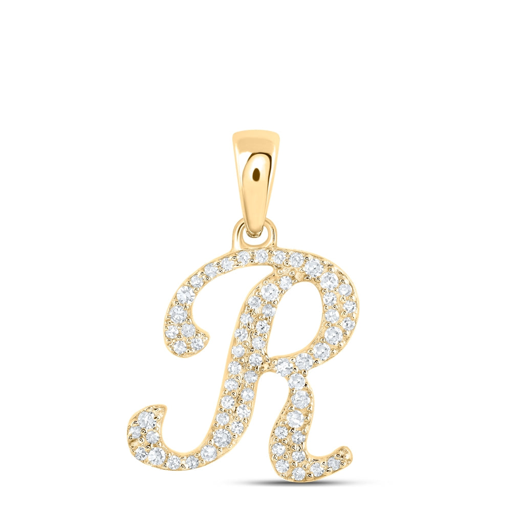 10K Yellow Or White Or Rose Gold Womens Round Diamond Initial Letter Pendant, Length: 0.66 In, Width: 0.55 In