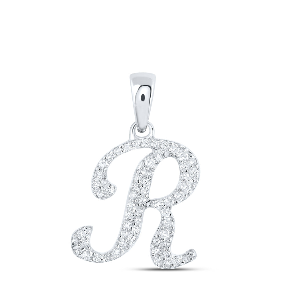 10K Yellow Or White Or Rose Gold Womens Round Diamond Initial Letter Pendant, Length: 0.66 In, Width: 0.55 In