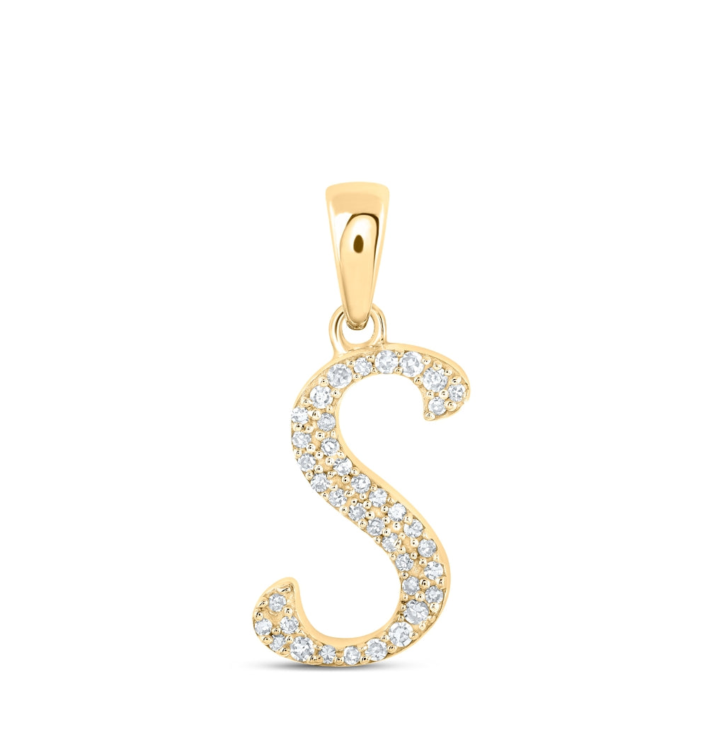 10K Yellow Or White Or Rose Gold Womens Round Diamond Initial Letter Pendant, Length: 0.66 In, Width: 0.55 In