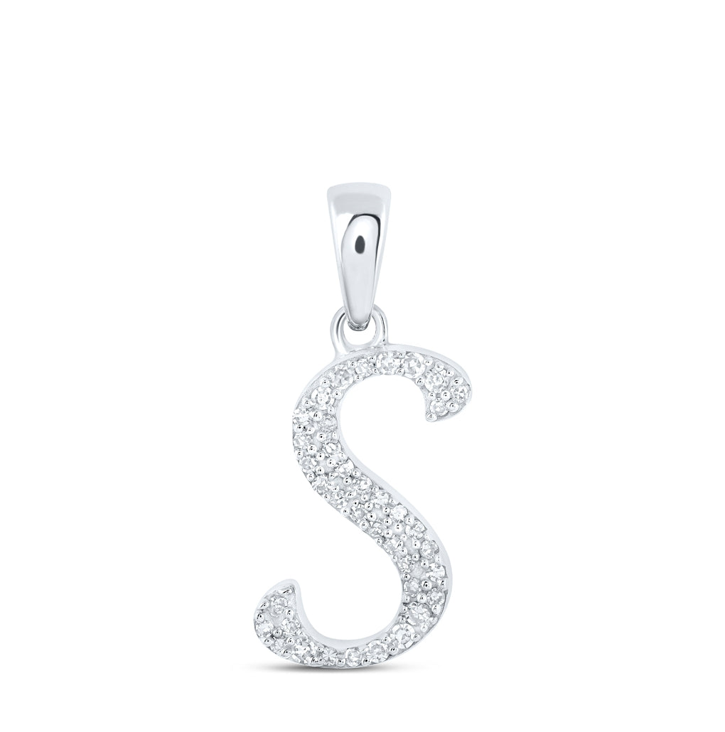 10K Yellow Or White Or Rose Gold Womens Round Diamond Initial Letter Pendant, Length: 0.66 In, Width: 0.55 In