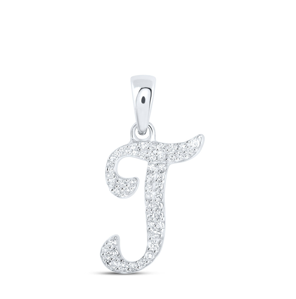 10K Yellow Or White Or Rose Gold Womens Round Diamond Initial Letter Pendant, Length: 0.66 In, Width: 0.55 In