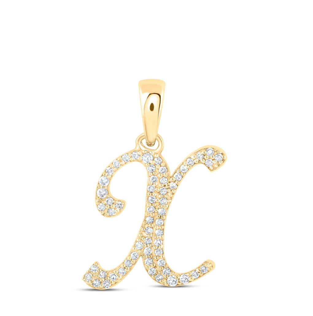 10K Yellow Or White Or Rose Gold Womens Round Diamond Initial Letter Pendant, Length: 0.66 In, Width: 0.55 In