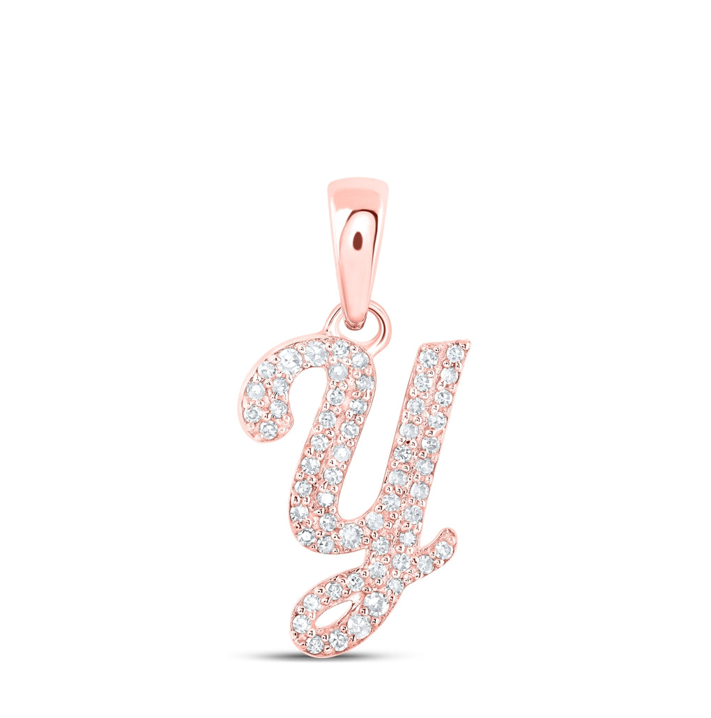 10K Yellow Or White Or Rose Gold Womens Round Diamond Initial Letter Pendant, Length: 0.66 In, Width: 0.55 In